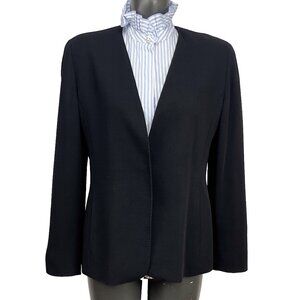 MAX MARA VTG Cinched Waist 90’s Wool Hips Length Collarless Black Blazer‎ sz 10